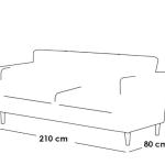 كنبه ثلاث مقاعد مخمل وام دى اف تايلاندى - اللون رمادى