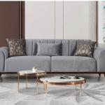 كنبه ثلاث مقاعد مخمل وام دى اف تايلاندى - اللون رمادى