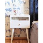 طاولة سرير جانبية  خشب ام دي اف- أبيض